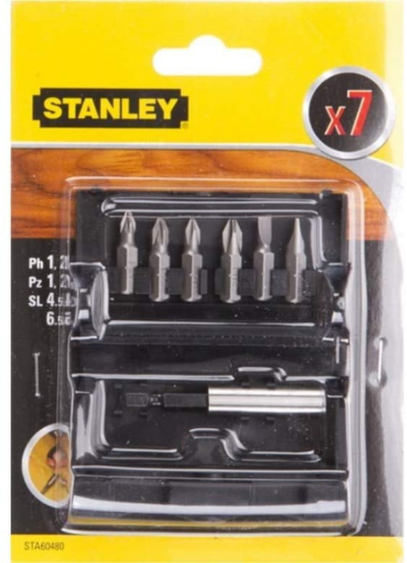 Набор насадок отверточных STANLEY: PZ1, PZ2, PH1, PH2, SL4.5, SL6.5 ...