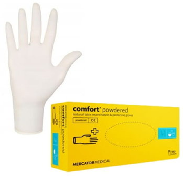 Рукавички Comfort Powdered латексні MERCATOR MEDICAL 100шт L - изображение 1