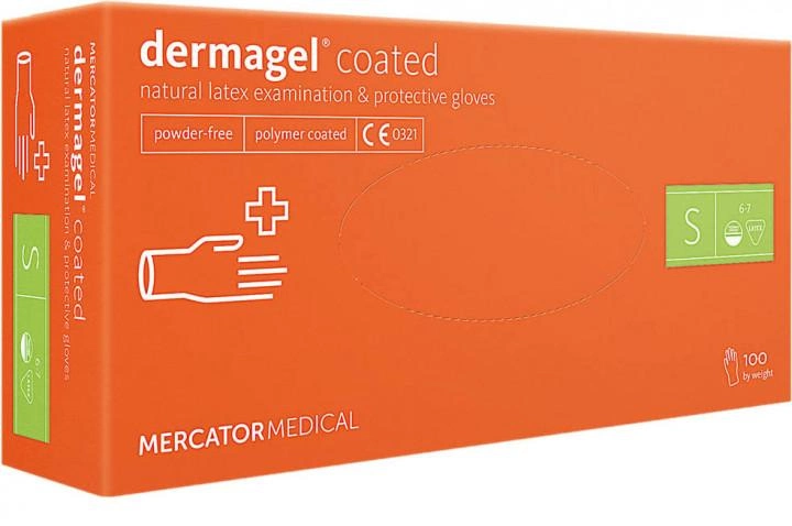 Рукавички Mercator Medical Dermagel Coated латексні 100шт S Білий - зображення 1