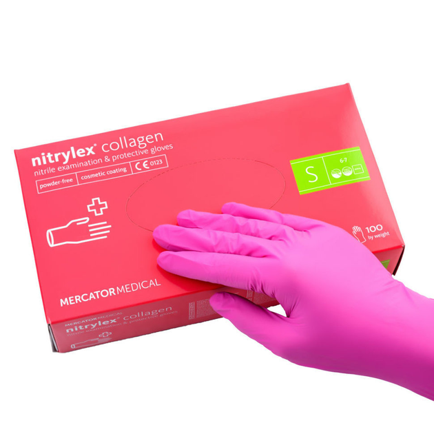 Рукавички нітрилові текстуровані Medicom S 100 шт Рожевий - зображення 1