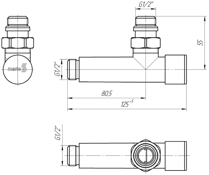 Кран угловой удлиненный Mario G1/2" комплект 2шт - изображение 2