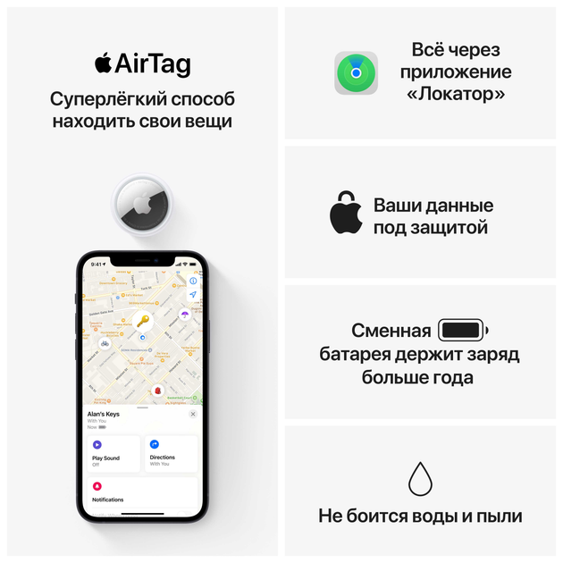 Трекер Apple AirTag (4 Pack) (MX542RU/A) - зображення 9
