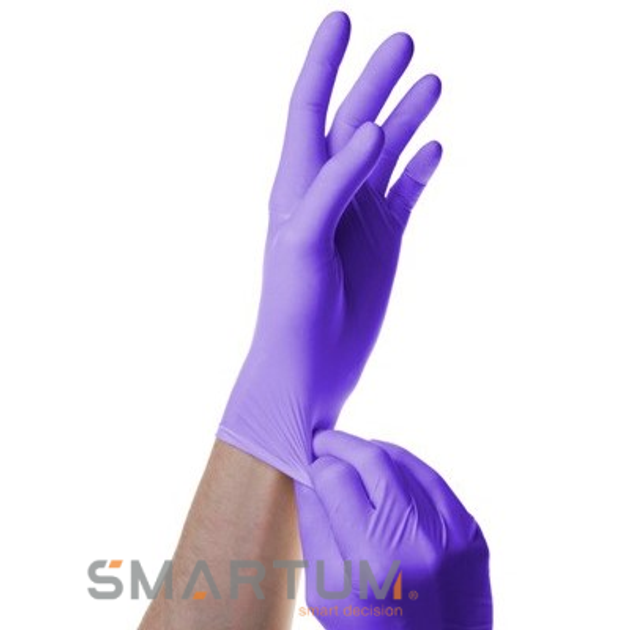 Перчатки нитриловые одноразовые нестерильные без пудры SFM 3.1 г размер L 100 шт - 50 пар Фиолетовые - изображение 2