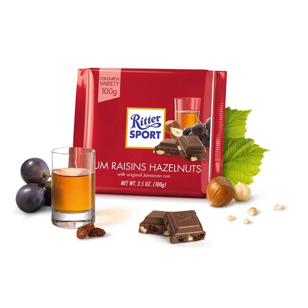 Молочный шоколад орех-изюм-ром Ritter Sport Rum Raisins Hazelnuts 100г (00-00000115) 