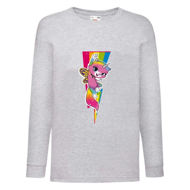 Лонгслив реглан Райдужна Кішка 004 (Rainbow Cat) сірий (RNC gry 004) 140 см - Фото 1 Лонгслив реглан Райдужна Кішка 004 (Rainbow Cat) сірий (RNC gry 004) 140 см - зображення 1