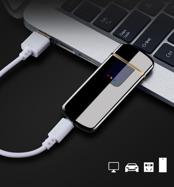 Акумуляторна електро USB запальничка Lighter 215 сенсорна з індикатором заряду в подарунковій коробці - зображення 4