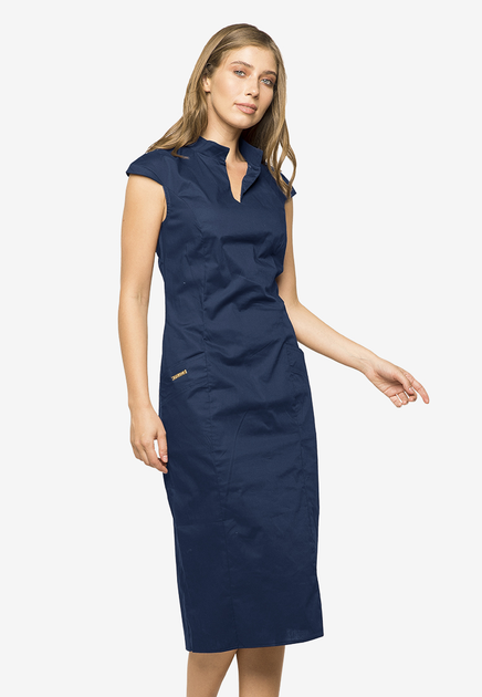 Прямое платье с воротником-стойка Серый артjp купить в интернет-магазине Pompa