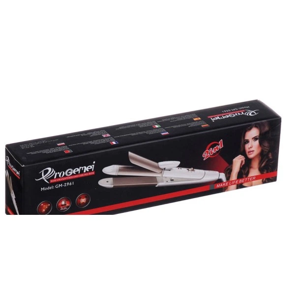 Плойка для волосся та праска випрямляч 2 в 1 Gemei GM 2961 Pro Straight and Curly 30 Вт щипці для завивки в локони та кучері та випрямлення волосся терморегулятор на 2 режими Білий - зображення 5