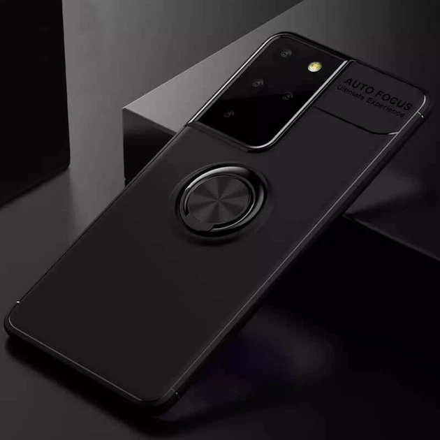 TPU чехол Deen ColorRing під магнітний тримач (opp) для Samsung Galaxy S21 Ultra Чорний / Чорний - зображення 5