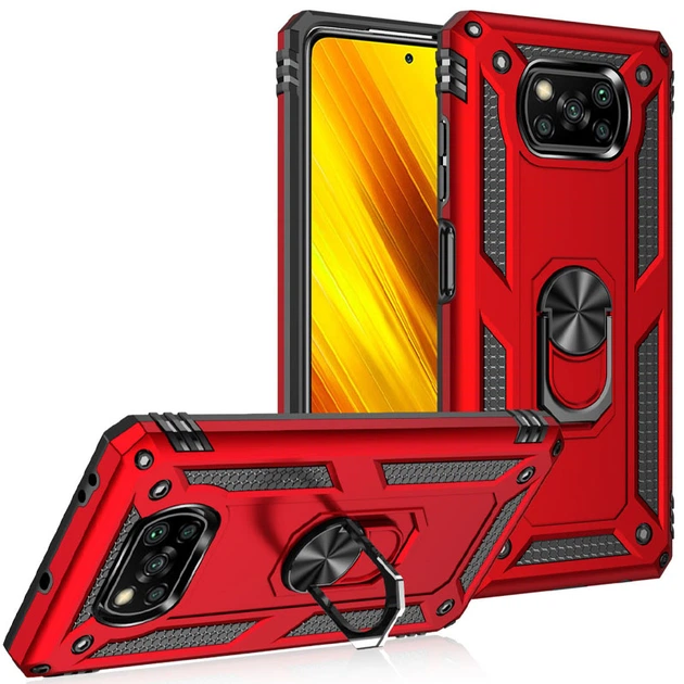 Ударопрочный чехол Serge Ring for Magnet для Xiaomi Poco X3 NFC / Poco X3 Pro Красный Без бренда - изображение 2