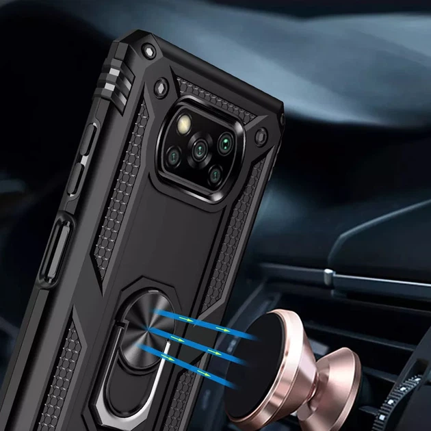 Ударопрочный чехол Serge Ring for Magnet для Xiaomi Poco X3 NFC / Poco X3 Pro Черный Без бренда - Фото 6 Ударопрочный чехол Serge Ring for Magnet для Xiaomi Poco X3 NFC / Poco X3 Pro Черный Без бренда - изображение 6