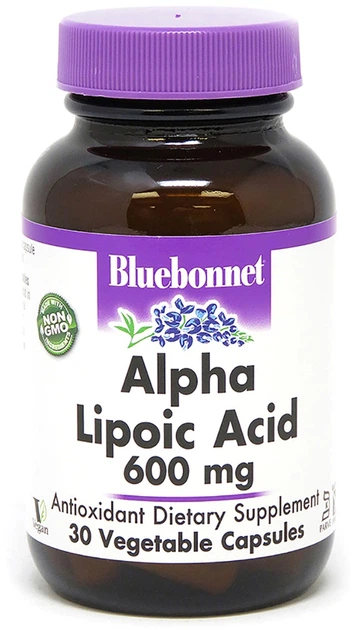 Натуральна добавка Bluebonnet Nutrition Альфа Липоєва Кислота 600 мг Рослинні капсули