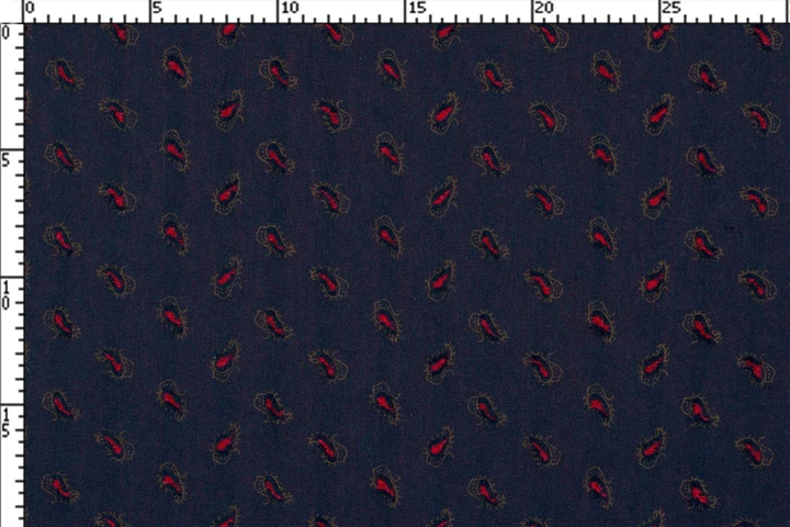 Ткань Джинс Коттон турецкие огурцы индиго пог. м. (10563) - изображение 3