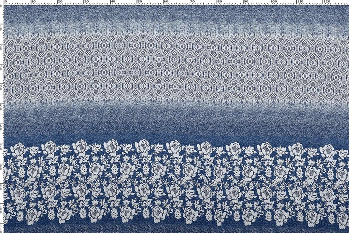Тканина Жаккард 2х сторонній квіти індиго пог. м. (8552) - зображення 3