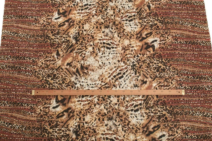 Ткань Жаккард трикотаж "Королевский" леопард коричневый пог. м. (8915) - изображение 3