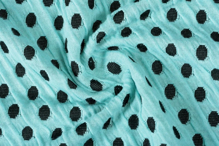 Ткань Жаккард трикотаж "Серена" горох ментоловый пог. м. (10294) - Фото 2 Ткань Жаккард трикотаж "Серена" горох ментоловый пог. м. (10294) - изображение 2