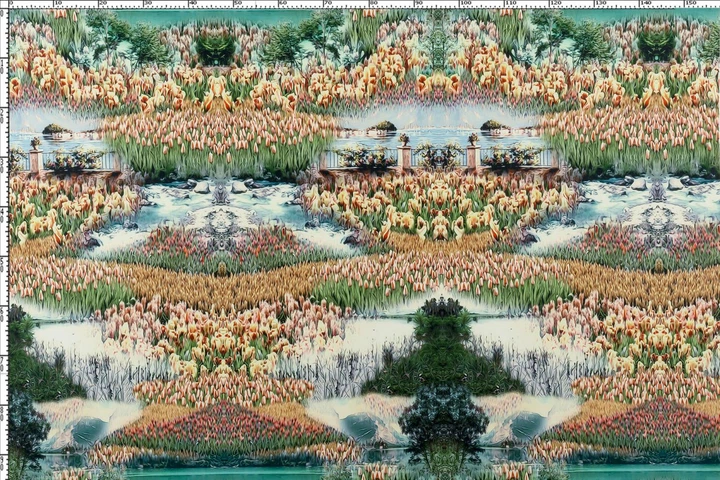 Тканина Трикотаж Микромасло квіти зелений пог. м. (8538) - Фото 3 Тканина Трикотаж Микромасло квіти зелений пог. м. (8538) - зображення 3