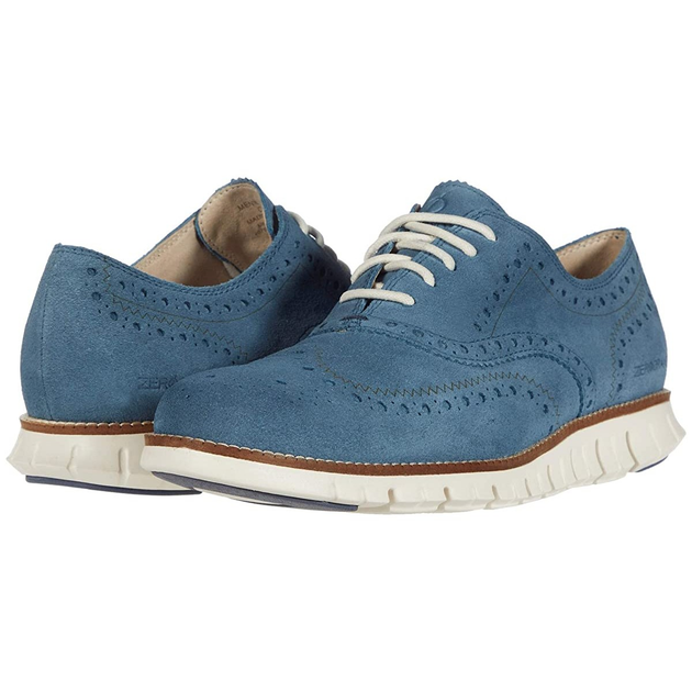 cole haan zerogrand teal suede wingtip oxfords