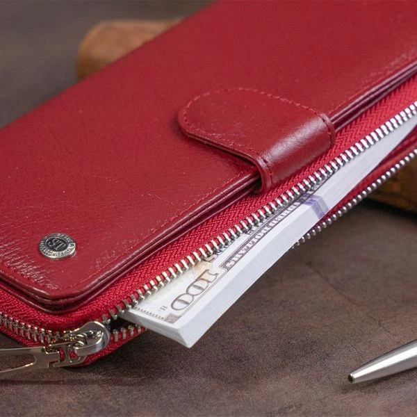 Женский кожаный кошелек ST Leather 19307 Бордовый - изображение 6