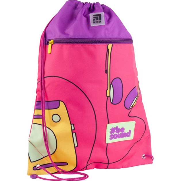 Сумка для обуви с карманом Kite Education Be sound (K21-601L-22) 128 г 49x36 см розовый, фиолетовый - Фото 3 Сумка для обуви с карманом Kite Education Be sound (K21-601L-22) 128 г 49x36 см розовый, фиолетовый - изображение 3