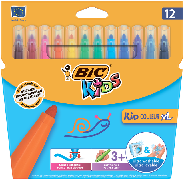 Фломастери Bic Kid Coleour XL 12 кольорів (bc8289662) - Фото 1 Фломастери Bic Kid Coleour XL 12 кольорів (bc8289662) - изображение 1