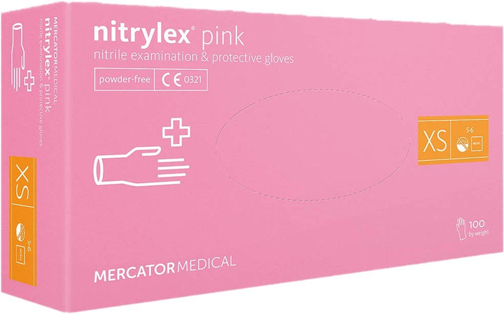 Одноразовые нитриловые перчатки Nitrylex® Pink XS нежно розовый 100 шт - изображение 1