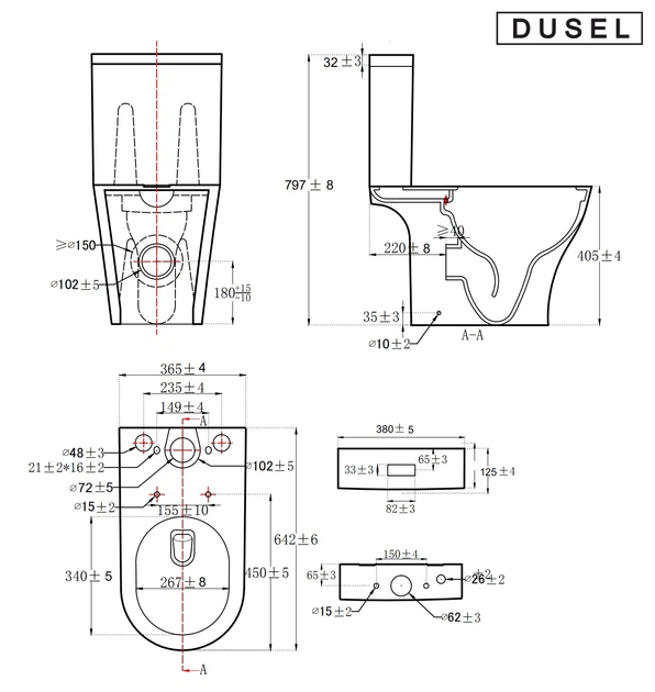Унитаз-компакт DUSEL TORINO DTPT10213430R с бачком и сиденьем Soft Close дюропласт - изображение 4