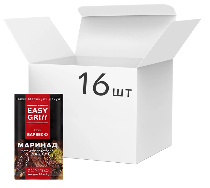 Упаковка маринаду в пакеті Easy Grill Барбекю 170 г х 16 шт (4820212571558) - зображення 1