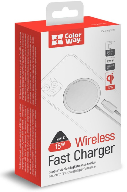 Бездротовий зарядний пристрій ColorWay MagSafe Charger (15 W) White (CW-CHW27Q-WT) - зображення 5