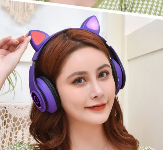 Беспроводные Bluetooth наушники CXT-B39 Cat Ear с ушками и LED ...