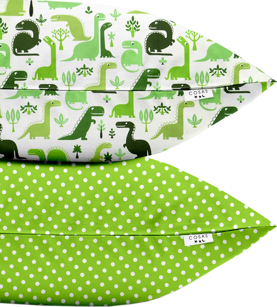 Акція на Набір наволочок Cosas Бязь Set Pillow Dino Dots 40х60 см 2 шт. Green від Rozetka