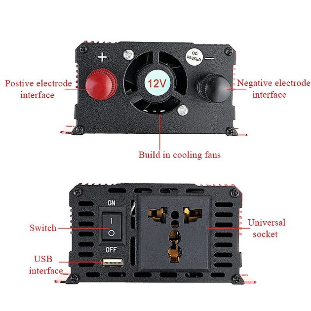 Инвертор автомобильный преобразователь напряжения 12V-220V 500W UKC KC-500D с LED дисплеем - изображение 4