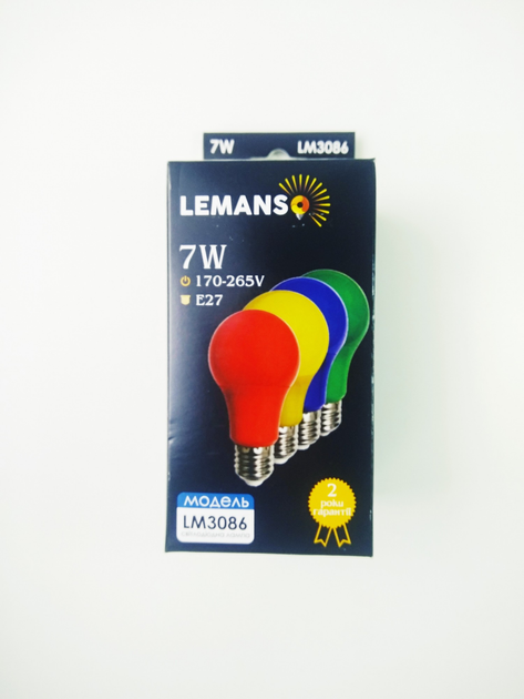 Лампа светодиодная красная A60 7W E27 175-265V "LEMANSO" LM3086 ...