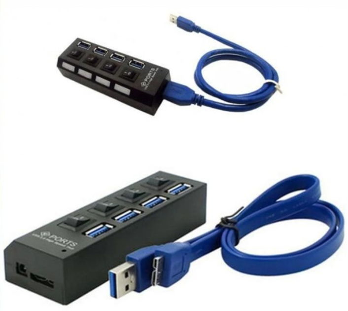 4-портовый USB 3.1 хаб PORTS с выключателями и подсветкой, до 5 Гбит/с ...