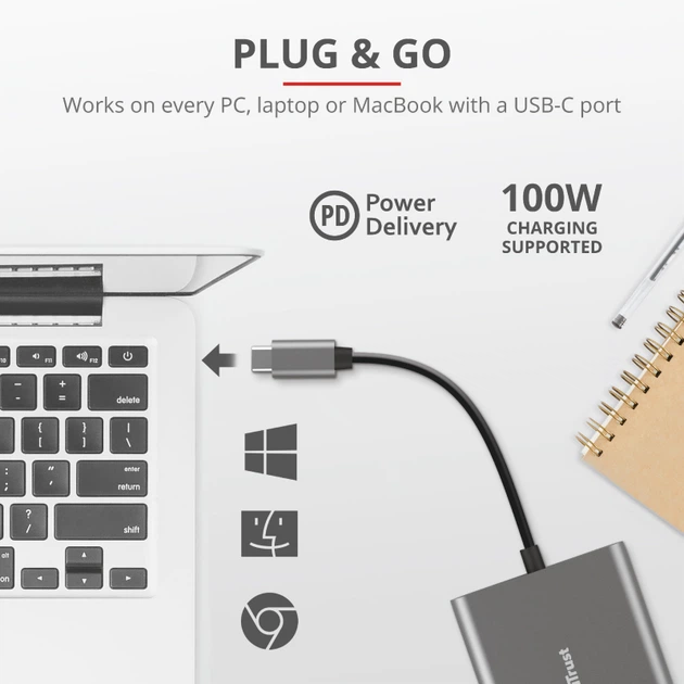 USB-хаб Trust Dalyx 3-in-1 Multiport USB-C Adapter (23772) - зображення 10