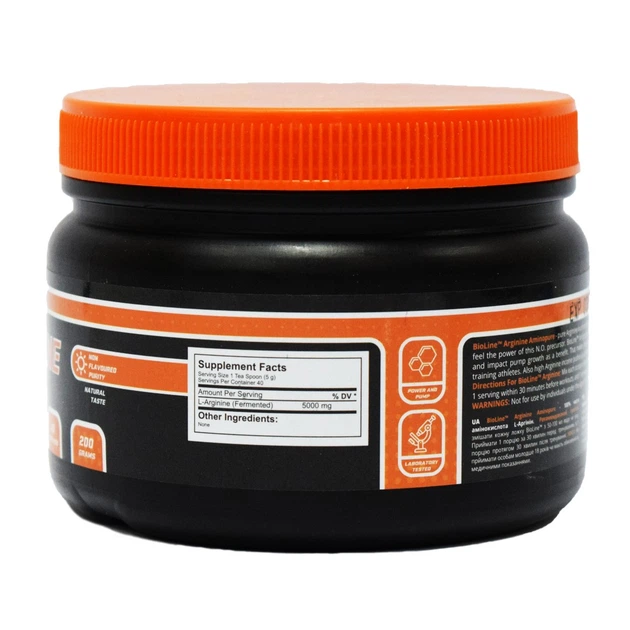 Аргинин BioLine Nutrition L-Arginine Aminopure 200 г - Фото 2 Аргинин BioLine Nutrition L-Arginine Aminopure 200 г - изображение 2