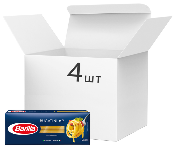 Упаковка макарон Barilla Bucatini №9 Букатини 500 г х 4 шт (8076800315097_5004) - изображение 1