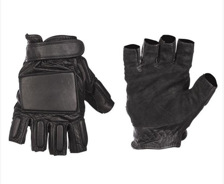 Перчатки тактические кожаные Mil-tec беспалые черные (12515002_L) размер L - изображение 2