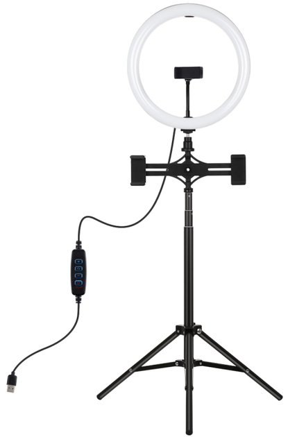 Кільцева USB LED-лампа Puluz PKT3062B 11.8" + штатив 1.65 м - зображення 1