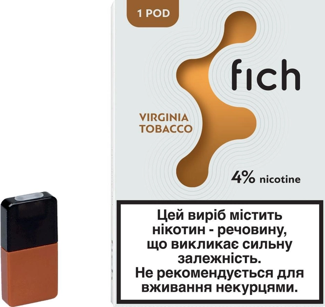 Картридж для POD систем Fich Pods Virginia Tobacco 4% 40 мг 0.8 мл (Табак + мёд) (6971575731801) - изображение 1