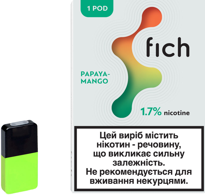 Картридж для POD-систем Fich Pods Papaya-Mango 1.7% 18.87 мг 0.8 мл (Папая + Манго) (6971575731696) - зображення 1