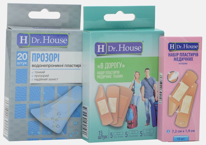 Набор пластырей H Dr. House Прозрачные №20 + В дорогу №15 + Нетканый №10 (4823905173039) - изображение 2