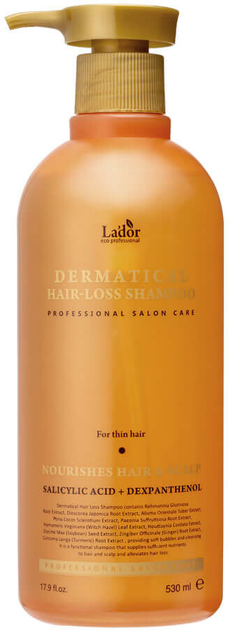 Акция на Шампунь від випадіння La'dor Dermatical Hair Loss Shampoo For Thin Hair для тонкого волосся 530 мл от Rozetka