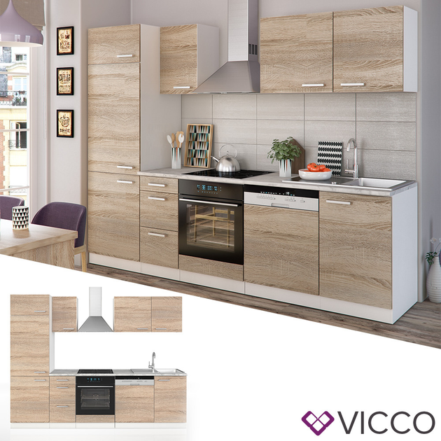 Готовая кухня Vicco Optima, 270 см, сонома – фото, отзывы ...