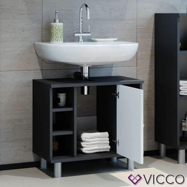 Шкаф под раковину Vicco Fynn, тумба, белый антрацит – фото, отзывы ...