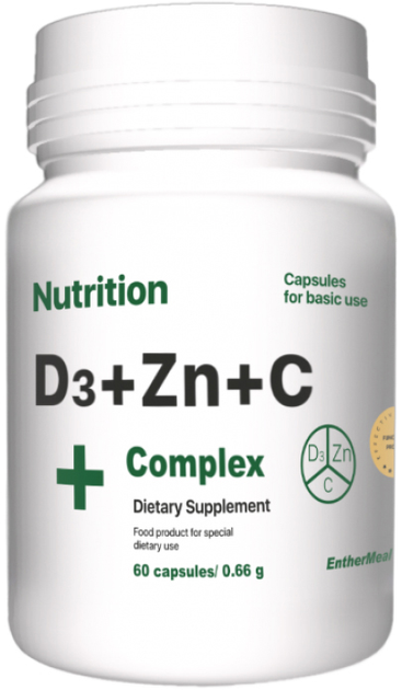Витаминно-минеральный комплекс EntherMeal D3 + Zinc + С Complex+ 60 капсул (AD3ZNC60EM089) - изображение 1