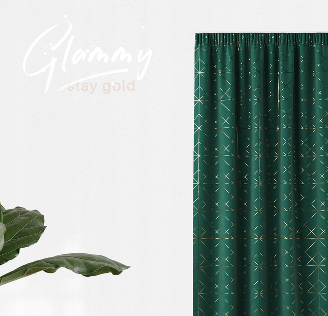 Дизайнерская портьера Glammy Room99 140 х 250 см (Z/T/Glammy) Dark Green - Фото 3 Дизайнерская портьера Glammy Room99 140 х 250 см (Z/T/Glammy) Dark Green - изображение 3
