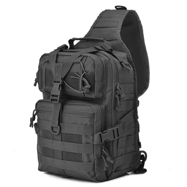 Тактический штурмовой военный рюкзак с одной лямкой Armour Tactical М4 Oxford 600D (с системой MOLLE) 20 литров Черный - изображение 1