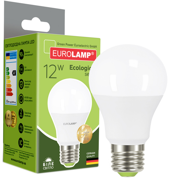 Светодиодная лампа EUROLAMP А60 12W E27 4000K (LED-A60-12274(P)) – фото ...