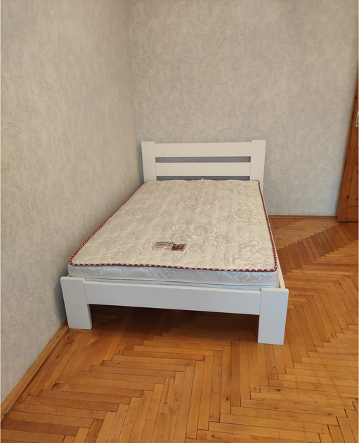Двуспальная кровать из массива дуба Палермо 150х200 Белая емаль Шаг ...